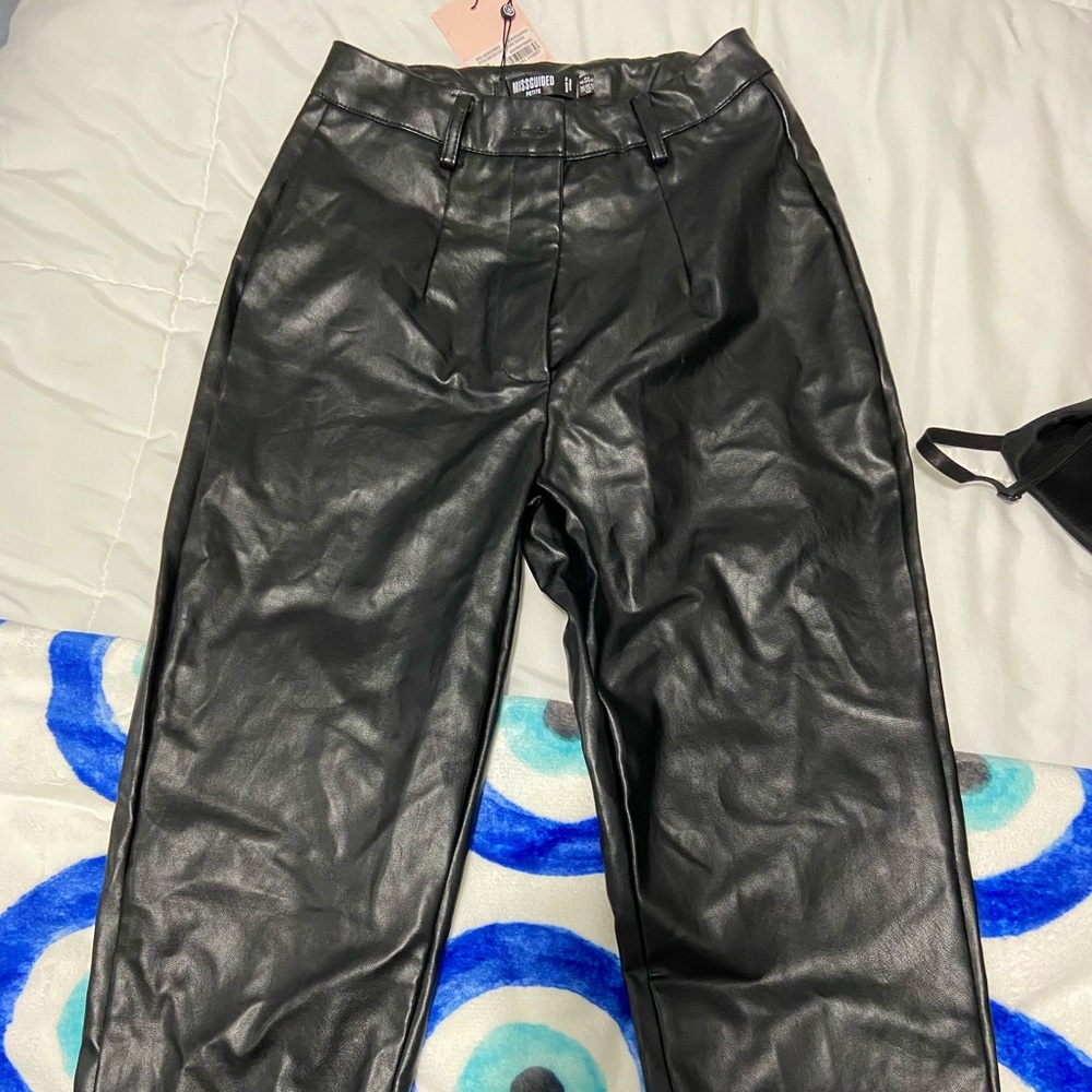 Missguided Petite Black Faux Leather Pants